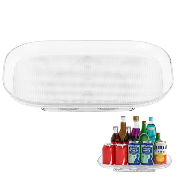 LEEYNEER Lazy Susan Turntable Organizer Clear Square Lazy Susan for Refrigerator Kitchen Cabinet Table Pantry 15 inch