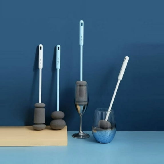 LEEYNEER Long Handle Sponge Cleaning Brush Dishwashing Foam Sponges with Handles Bottle/Glass Scrubbers