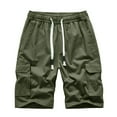 thumbnail image 1 of LEEYNEER Men‘s Big & Tall Cargo Shorts Drawstring Elastic Waist Regular Fit Shorts Summer Fashion 2023 Outdoor Multi-Pocket Work Casual Shorts, 1 of 4