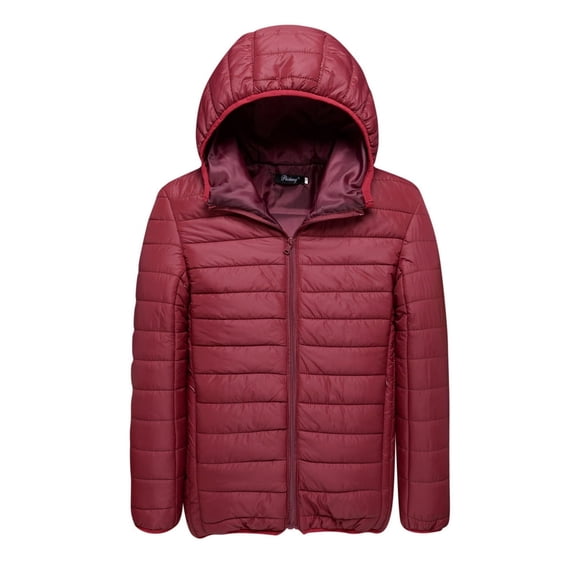 LEEYNEER Men‘s Packable Down Jacket Thick Warm Lightweight Hooded Puffer Coats Full Zip Insulation Vitality Mens Cotton padded Jacket Coats