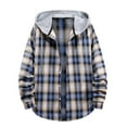 thumbnail image 1 of LEEYNEER Mens Flannel Plaid Jacket Sherpa Fleece Lined Winter Warm Hoodies for Men Casual Loose Button Down Buffalo Plaid Hooded Coat Fashion 2022, 1 of 5