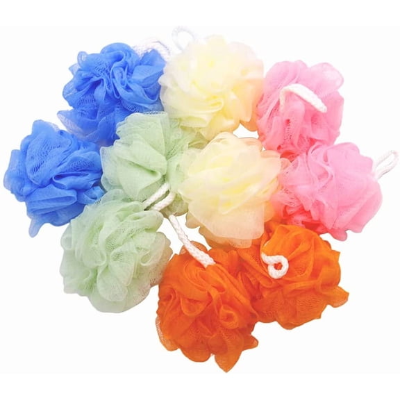 LEEYNEER Mesh Loofah Sponges 10-Pack Small Loofahs for Kids Colorful Sponges Exfoliating Mesh Pouf Resuable Shower Sponges Eco-Friendly Loofah Bath Ball Back Scrubber for Kids