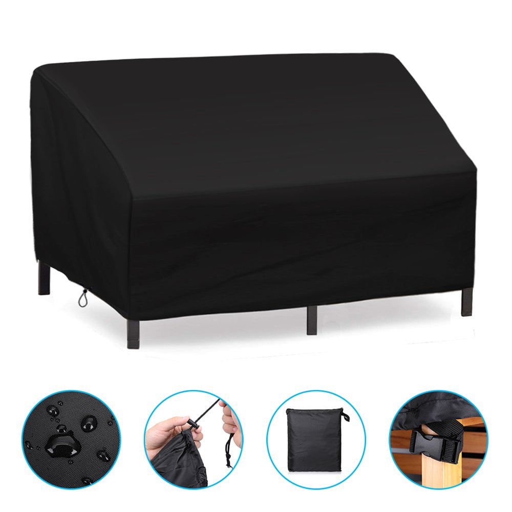 LEEYNEER Patio Loveseat Cover   Outdoor Furniture Chair Cover  Durable and Waterproof 420D Oxford Cloth Patio Sofa Cover  Black