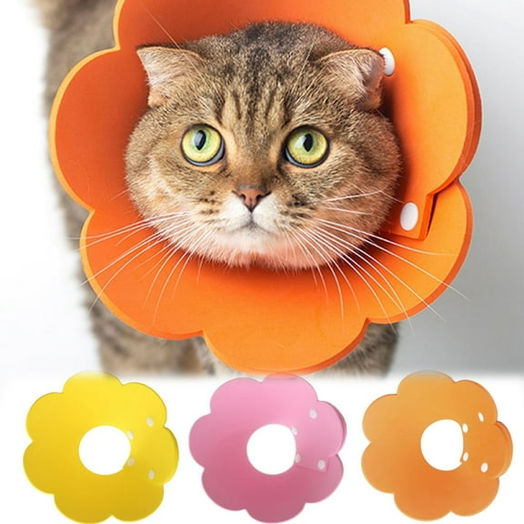 LEEYNEER Pet Cat Recovery Collar Cat Soft Flower Neck Cone Adjustable Pet E Collar After Surgery  Wound Healing Protective Cat Elizabethan Collar for Kitten Cat and Puppy