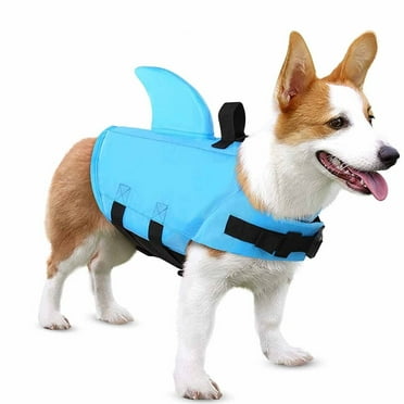 LEEYNEER Pet Life Jacket  Dog Swimsuit with Shark Fin  Swimming Float Saver with Superior Buoyancy and Rescue Handle for Small Medium Large Dogs