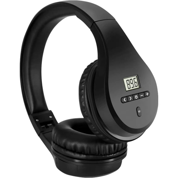 LEEYNEER Portable Rechargeable FM Radio Headphones Bluetooth Earmuffs Transistor Radios with Best Reception Wireless Radio Headset Built-in Mic TF Card. Walkman Radio for Mowing Jogging