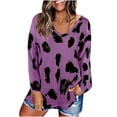 thumbnail image 1 of LEEYNEER Pullover Tops for Women Raglan Long Sleeve Sweatshirt Casual Round Neck Printing Loose Blouse Purple S, 1 of 6