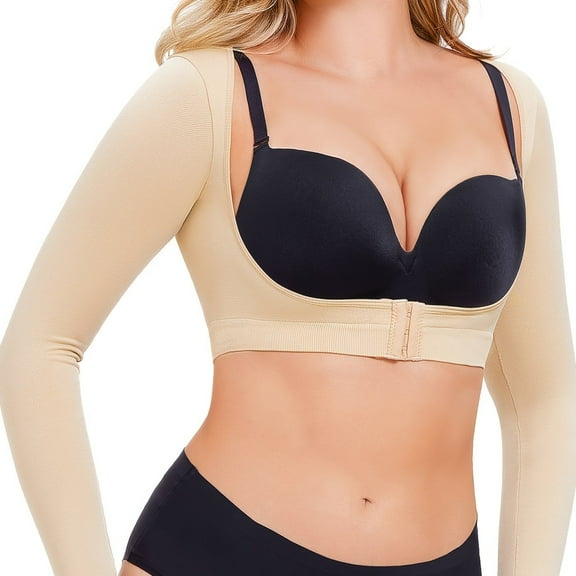 LEEYNEER Seamless Recovery Arm Shaper - Gentle Breast Support  Long Sleeve Compression Garment with Front Closure - Moisture-Wicking  Adjustable  and Comfortable for Everyday Wear - Basic