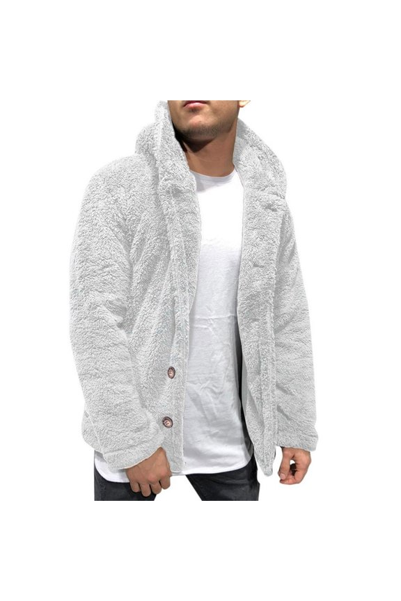 Sherpa Jacket for Men 2023 Fall Winter Warm Fluffy Fuzzy Fleece Button Down Cardigan Casual Loose Plush Hoodies Coat Outwear