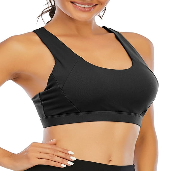 LEEYNEER Sports Bras For Women Padded High Impact Seamless Criss Cross Back Workout Tops Gym Activewear Bra Wireless Longline Yoga Bra Push Up Bras Black/ White/ Red