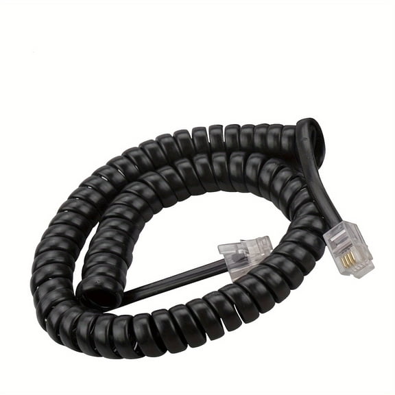 LEEYNEER Telephone Handset Line Curved Telephone Line 4P4C 4-core Oxygen-free Copper Telephone Line Landline Microphone Elastic Handle Connection Wire Spring Wire Helix Curve 1 Ft (stra