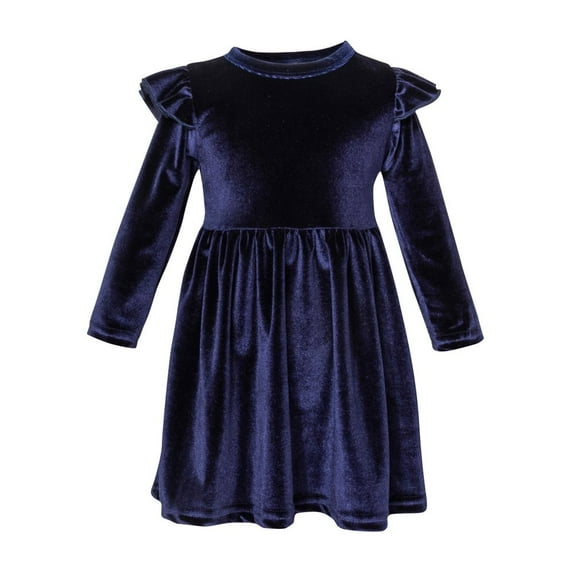 LEEYNEER Toddler Baby Girls Velvet Dress Ruffle Long Sleeve A-line Casual Princess Party Dresses Playwear Fall Winter