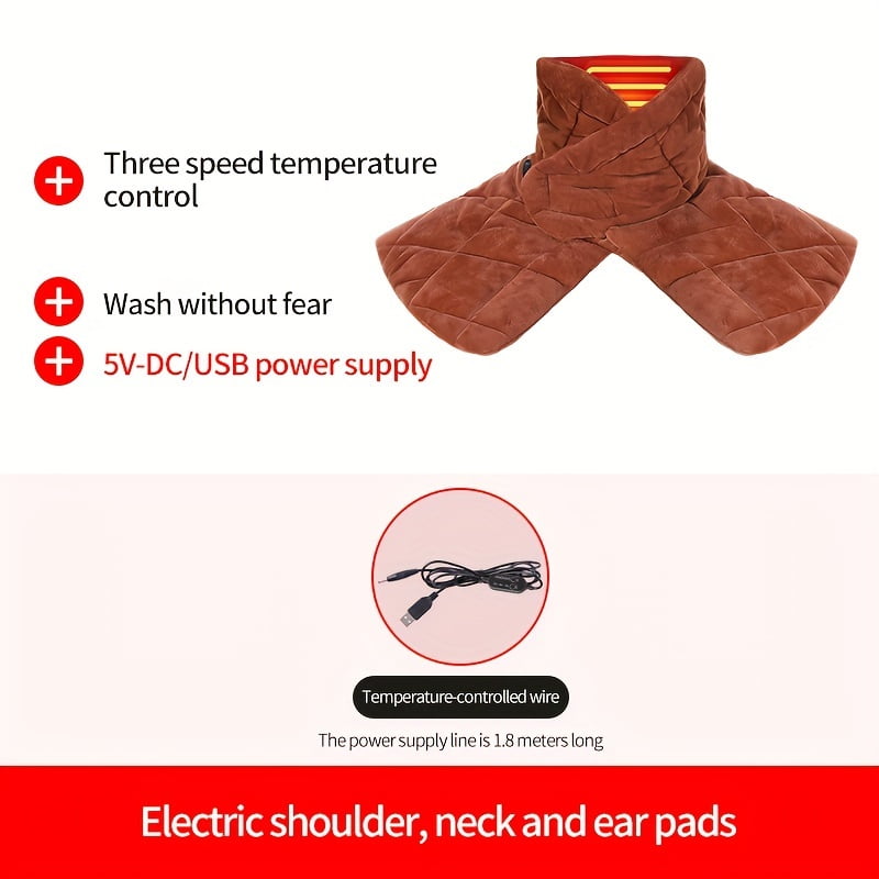 LEEYNEER USB Heated Neck and Shoulder Wrap with 3 Adjustable