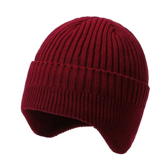LEEYNEER Warm Men Knitted Aviator Thick Beanie Hat Winter Lining With Ear Flaps Ski Hat