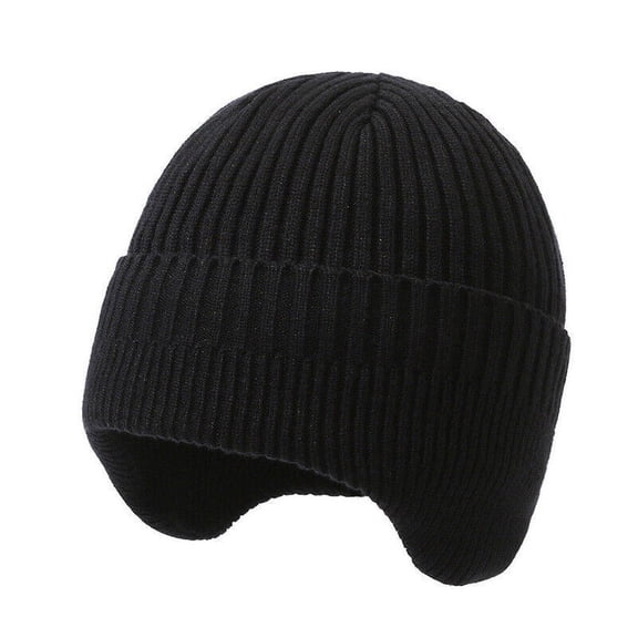 LEEYNEER Warm Men Knitted Aviator Thick Beanie Hat Winter Lining With Ear Flaps Ski Hat