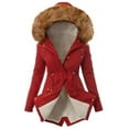 thumbnail image 1 of LEEYNEER Winter Warm Jacket for Women Velvet Thick Thicken Puffer Jacket Parka with Fur Trimmed Hood Turn Coat Hooded Collar Snow Down Outerwear Black L, 1 of 2