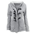 thumbnail image 1 of LEEYNEER Women Horn Buttons Cardigan Padded Hooded JacketOvercoat Black 2XL, 1 of 3