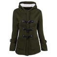 thumbnail image 1 of LEEYNEER Women Horn Buttons Cardigan Padded Hooded JacketOvercoat Black 2XL, 1 of 3