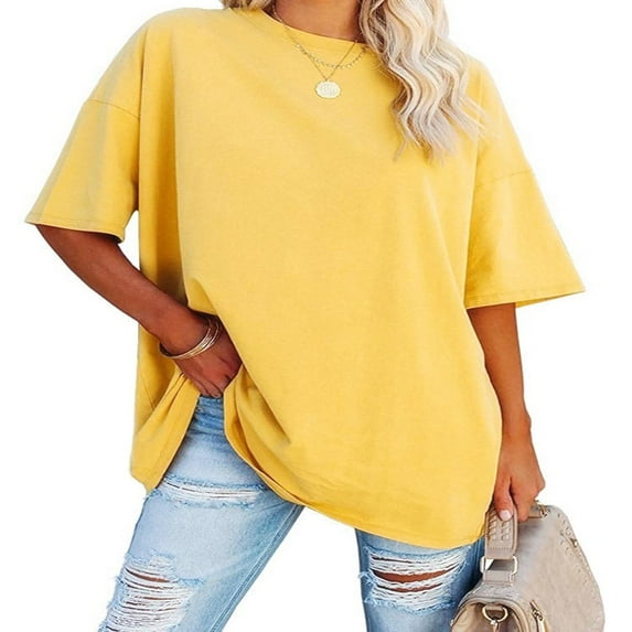 LEEYNEER Women Plus Size T Shirts Oversized Half Sleeve Tunic Top