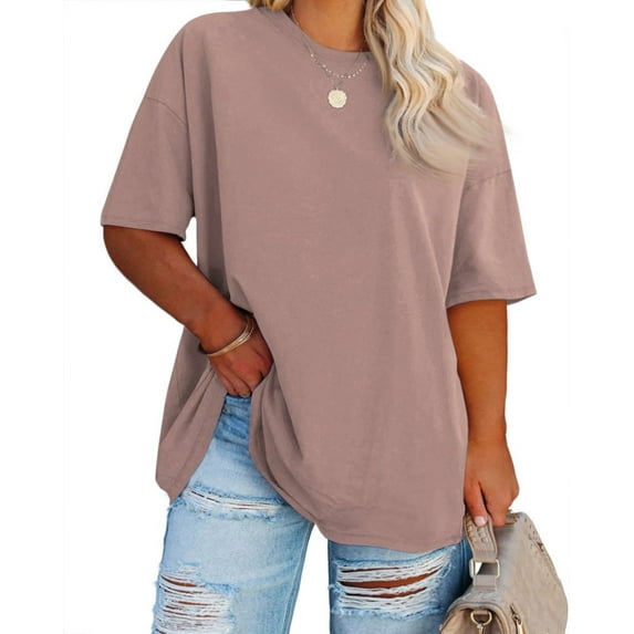 LEEYNEER Women Plus Size T Shirts Oversized Half Sleeve Tunic Top