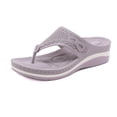 thumbnail image 1 of LEEYNEER Women Sandals Clearance 2023! Women‘s Flip-Flops with Arch Support Sandals Plus Size Lightweight Retro Shoes Massage Flip-flops Soft Bottom Wedge Slippers Non-Slip, 1 of 6