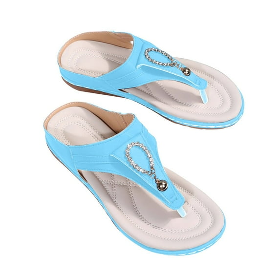 LEEYNEER Women Sandals Clearance 2023! Women‘s Flip-Flops with Arch Support Round Head Outer Wear Orthopedic Sandals Slippers Solid Color Low-heeled Flip-flops Summer Athletic Outdoor Bea