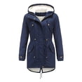 thumbnail image 1 of LEEYNEER Women Winter Parka Coat Hooded Warm Thickened Plush Cotton Windproof Jacket Fleece Lined Mid Length Puffer Coat with Drawstring Waist, 1 of 4