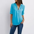 thumbnail image 1 of LEEYNEER Women Zipper Button Tops Long Sleeves Loose Chiffon Shirt Blouse T-shirt Orange 5XL, 1 of 6