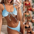 thumbnail image 1 of LEEYNEER Women‘s Bikini Swimsuits Sets  Thong Bikini Sets Sexy Solid Bikini Two-piece Beachwear Set Swimwear Bikini Sets for Women Army Green L, 1 of 5