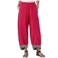thumbnail image 1 of LEEYNEER Women‘s High Waist Casual Pants Summer Cotton Linen Loose Long Straight Pants for Work  Wide Leg Pants Elastic Waist Capris Gray M, 1 of 4