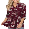 thumbnail image 1 of LEEYNEER Women‘s Plus Size Tops 3/4 Length Sleeve Shirts Dressy Casual V Neck Tunic Blouse (M-4XL), 1 of 10