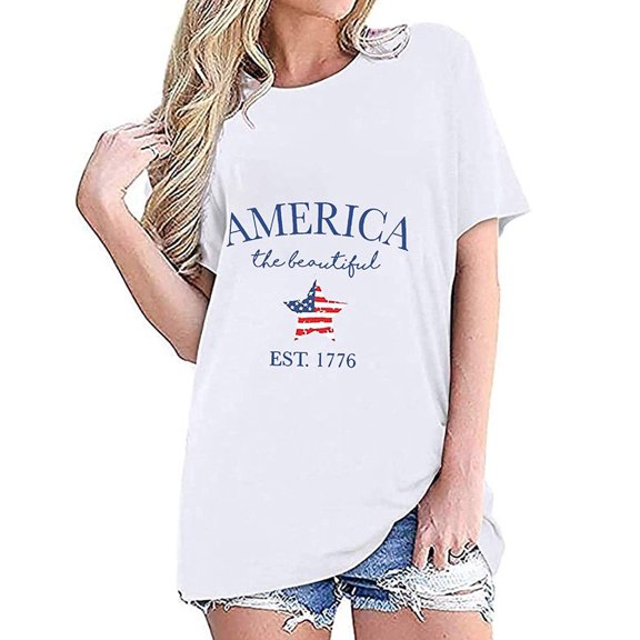 LEEYNEER Womens Graphic Tees Junior Fashion Casual Printing O-Neck Loose Short Sleeve T-Shirt Pullover Tops