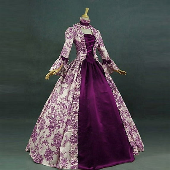 LEEYNEER Womens Rococo Dress Renaissance 1800s Dress for Women Victorian Ball Gown Gothic Dress Maxi Princess