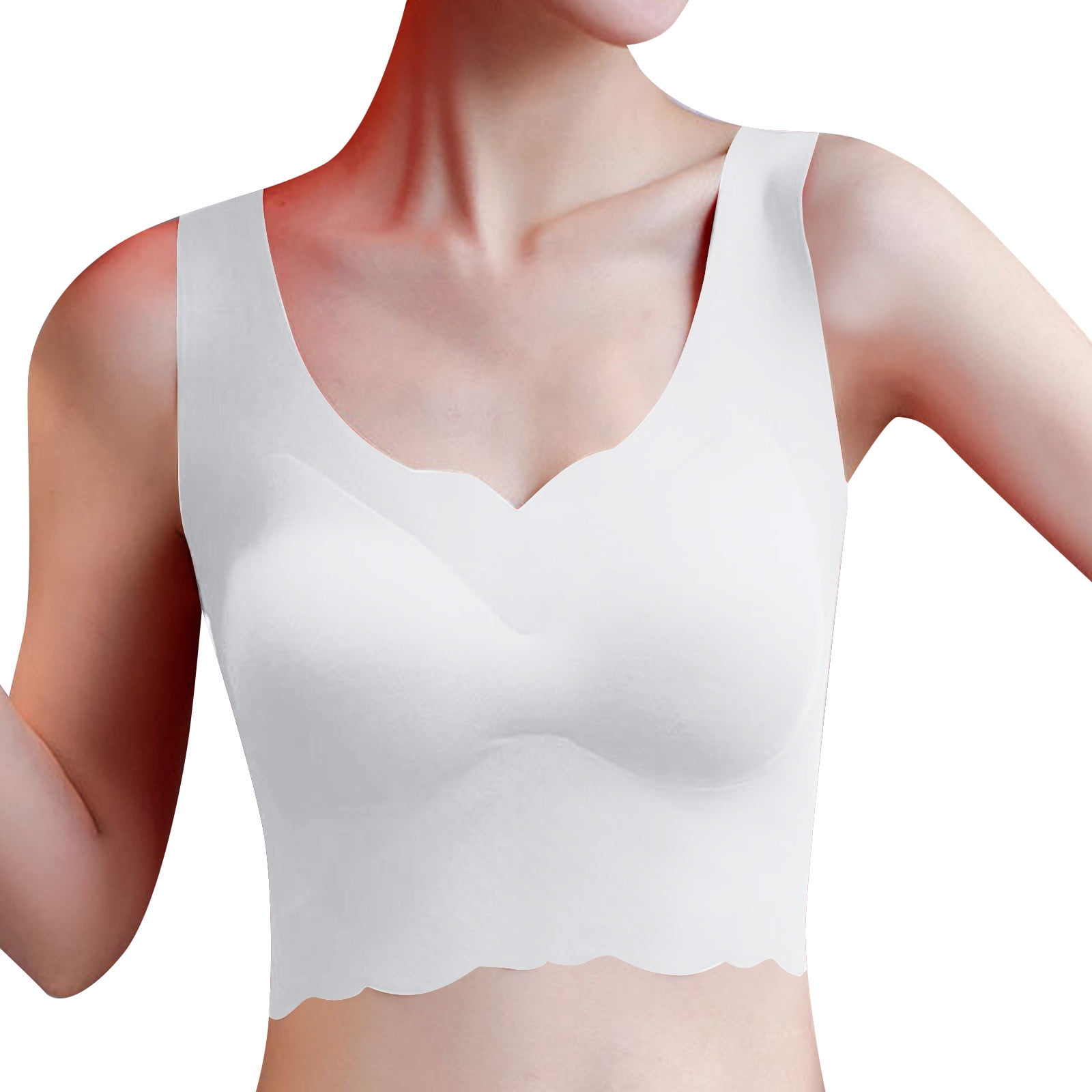 LEEy-World Sports Bras for Women Tank with Built In Bra Womens Tank Tops  Adjustable Strap Stretch Cotton Camisole with Built In Padded Shelf Bra  White,L 