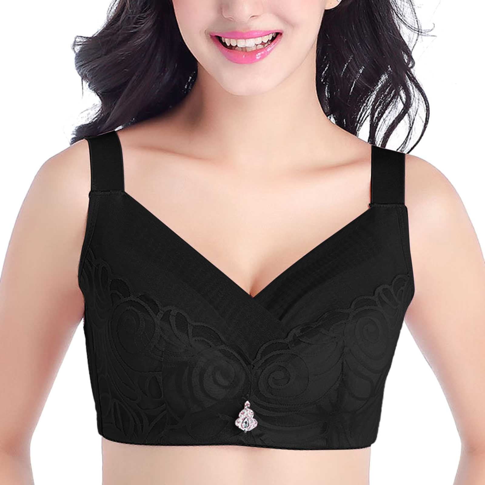 LEEy-World Lingerie for Women Naughty Women's Easy Does It Underarm  Smoothing with Seamless Stretch Wireless Lightly Lined Comfort Bra Black,XL  