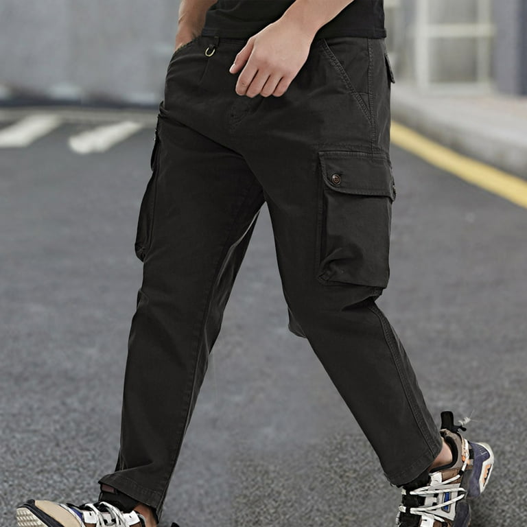 LEEy-world Men'S Pants Cargo Sweatpants for Men Drawstring Cargo Sweat  Pants Men's Sweatpants Open Bottom Jogger Sweatpants with Pockets Grey,4XL