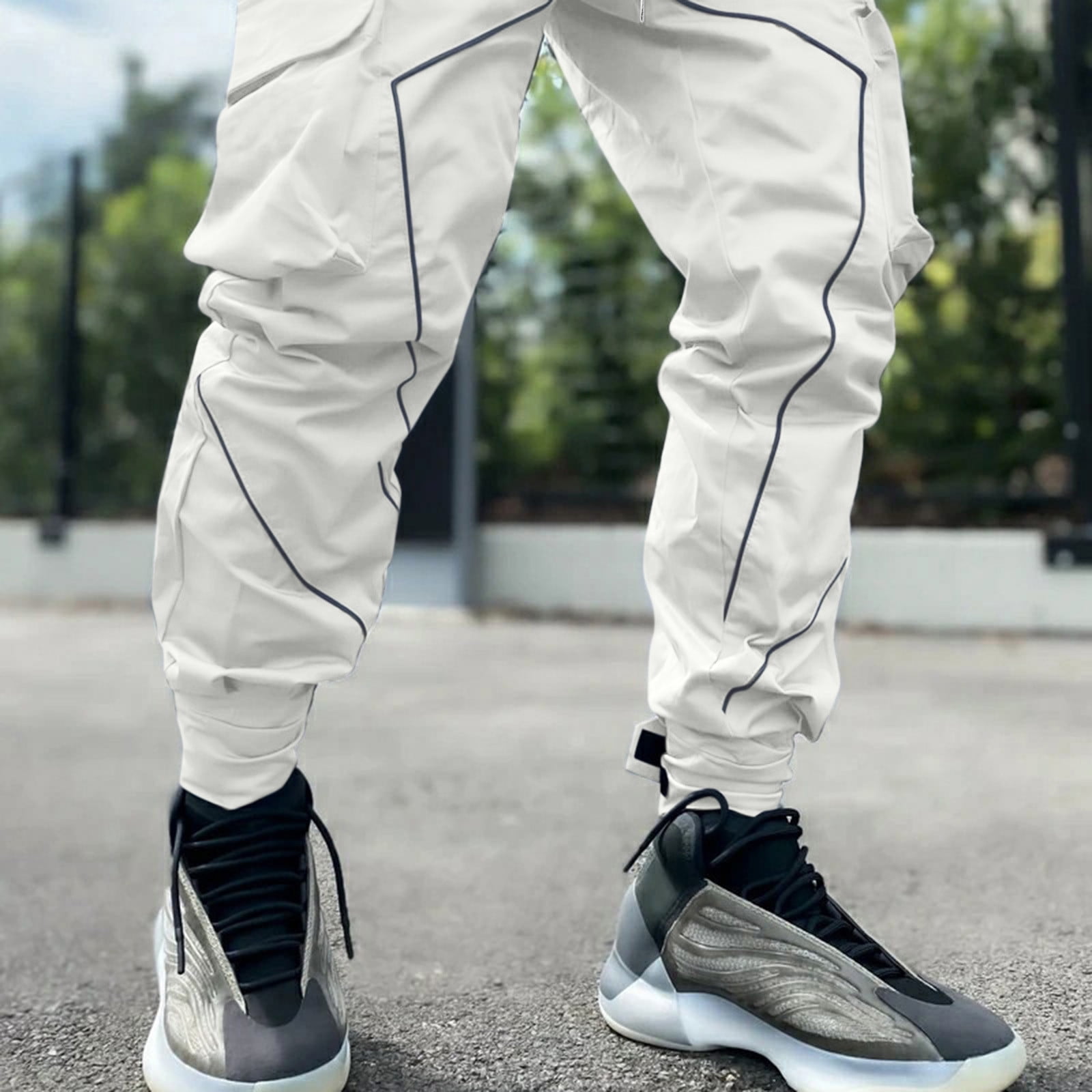 LEEy-world Sweatpants for Men Mens Jogger Sport Pants, Casual Zipper Gym  Workout Sweatpants Pockets Grey,XL 
