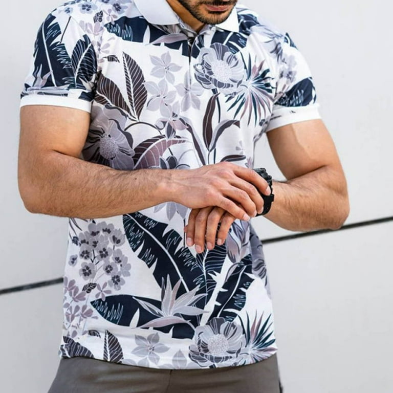 LEEy-World Mens T Shirts Mens Short Sleeve Cuban Guayabera Shirt