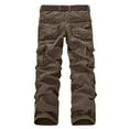 thumbnail image 1 of LEEy-World Pants for Men Men's Casual Solid Drawstring Cargo Pants Long Trousers with Pocket Coffee,32, 1 of 4