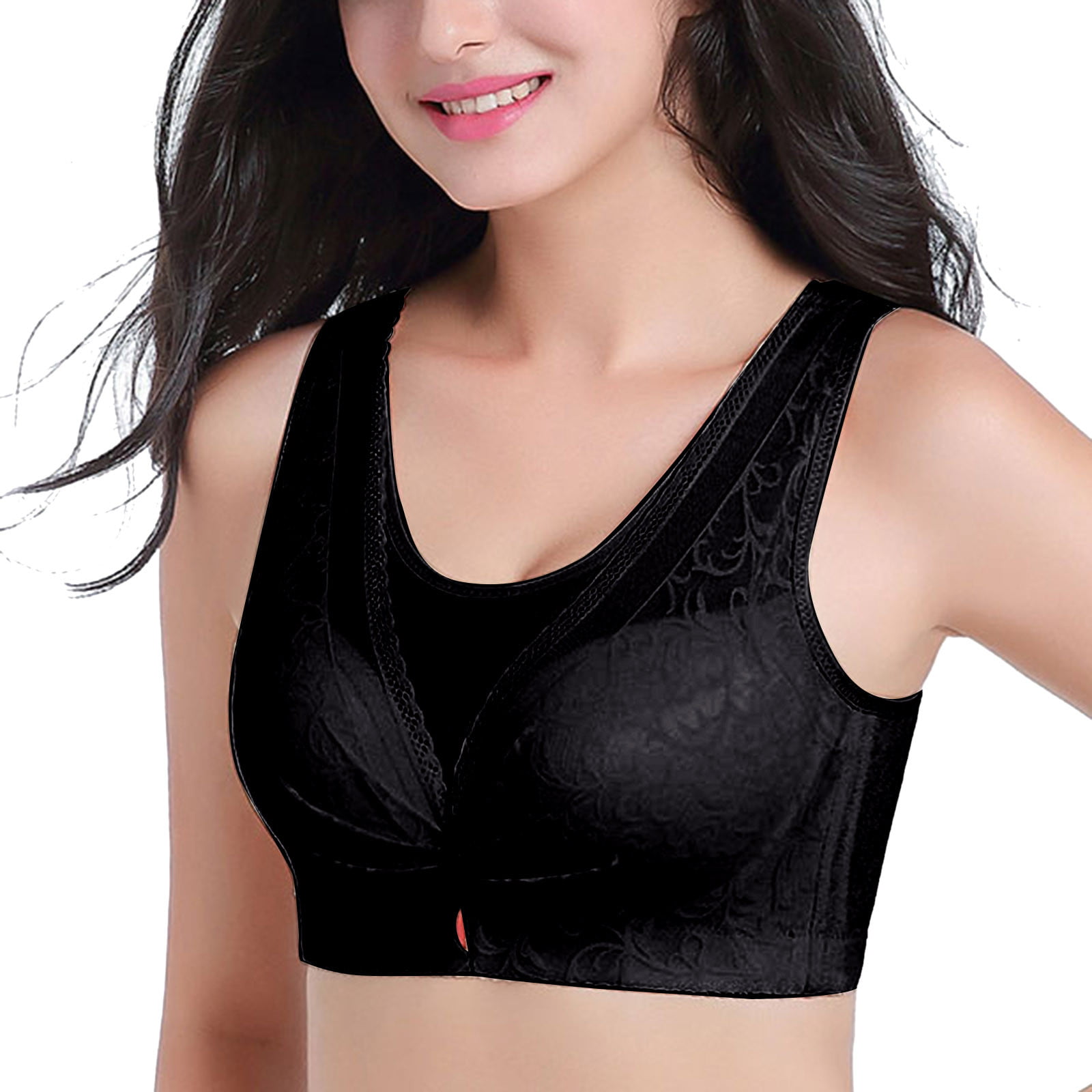 LEEy-World Lingerie for Women Underwear for Women Push Up Adjustable Bra  Tube Top Sagging Breast No Wire Full Cup Lift Underwear Black,46/105BC