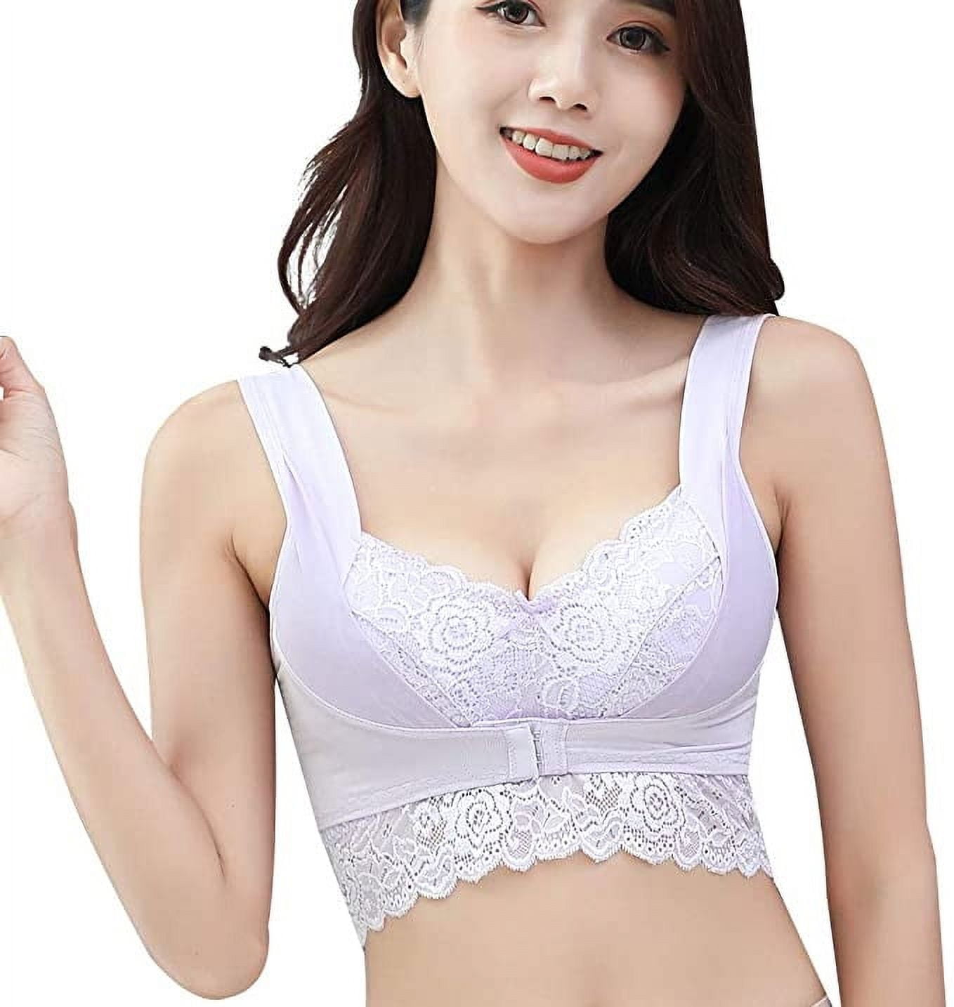 LEEy-World Plus Size Lingerie Women Simple Bikini Bra Stripe Adjustable  Shoulder Strap Underwire Underwear Bra Elegant Bra Purple,XL 