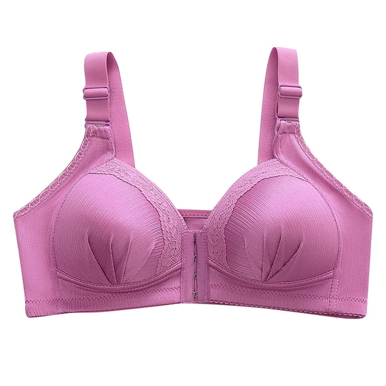  Womens Wireless Plus Size Lace Bra Full Coverage Unlined  Minimizer Bra Comfort Cotton 44I Pink