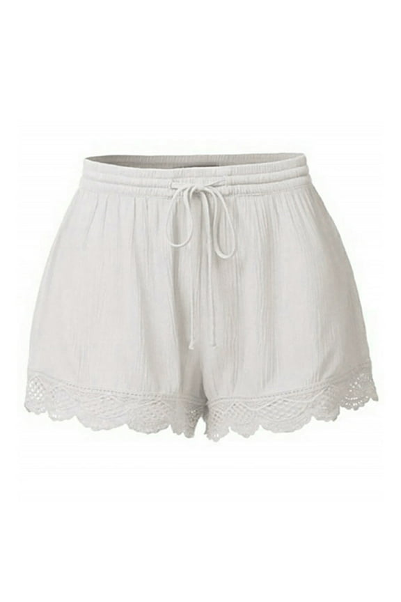 Shorts for Women Women's High Waisted Stretch Denim Jean Shorts with Pockets - Frayed Raw Hem White,L