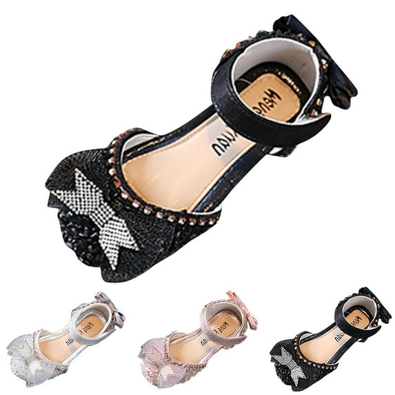 LEEy-World Toddler Shoes Girls Bowknot Open Toe Cartoon Prints Shoes First Walkers Shoes Summer Toddler Flat Sandals