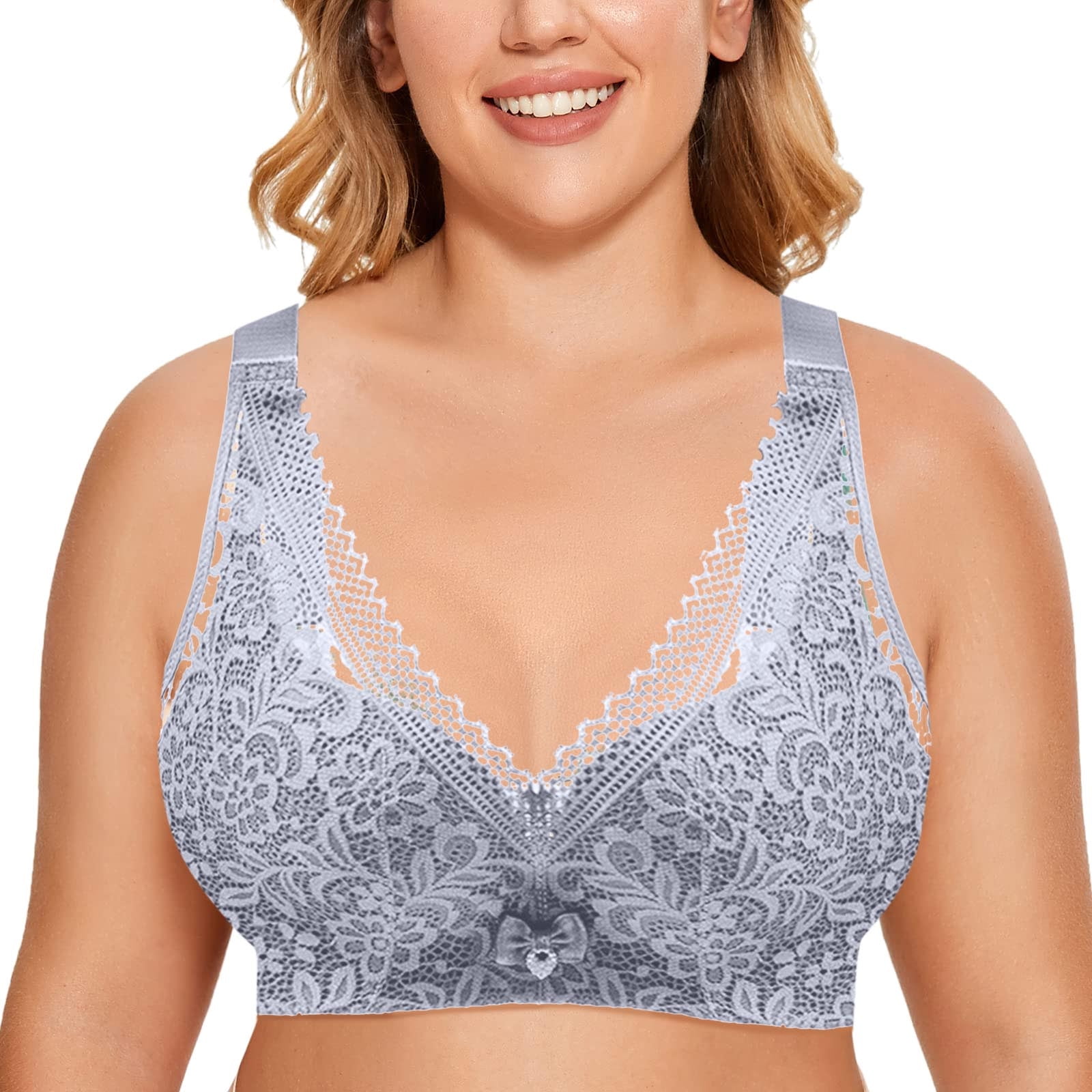 LEEy-World Women'S Lingerie Compression Wirefree High Support Bra for Women  S to Plus Size Everyday Wear, Exercise and Offers Back Support Grey,38/85D
