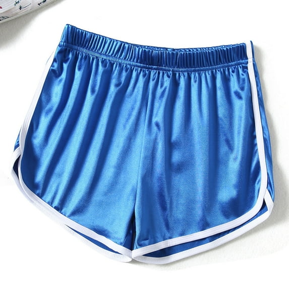 LEEy-World Workout Shorts Women's Plus Size Tie Drawstring Waist Running Workout Track Shorts Dark Blue,L