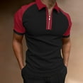 thumbnail image 1 of LEEy-World Workout Tops Mens Casual Slim Fit Polo Shirts Short Sleeve Contrast Color Stitching Stripe Summer Cotton T-Shirts ,L, 1 of 4