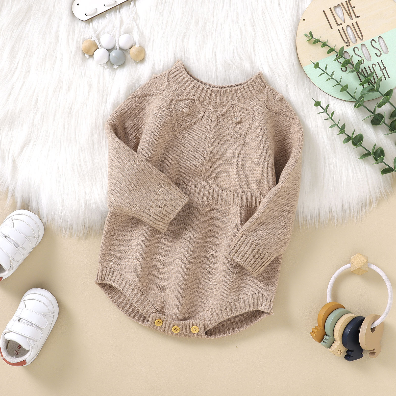 LEEyworld Baby Bodysuit Baby Girl Boy Solid Knit Sweater Romper