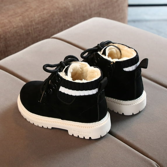 LEEy-world Baby Shoes Lace Girls Toddler Warm Short Booties Boots Baby Boys Ankle Shoes Kids Up Baby Shoes New Born Shoes (Black, 12 Little Kid)