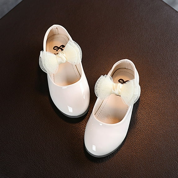 LEEy-world Baby Shoes Princess Soft Baby Girls Knot Kids Leather Shoes Flat Toddler Baby Shoes Shoes for Girl (Beige, 8.5 Toddler)